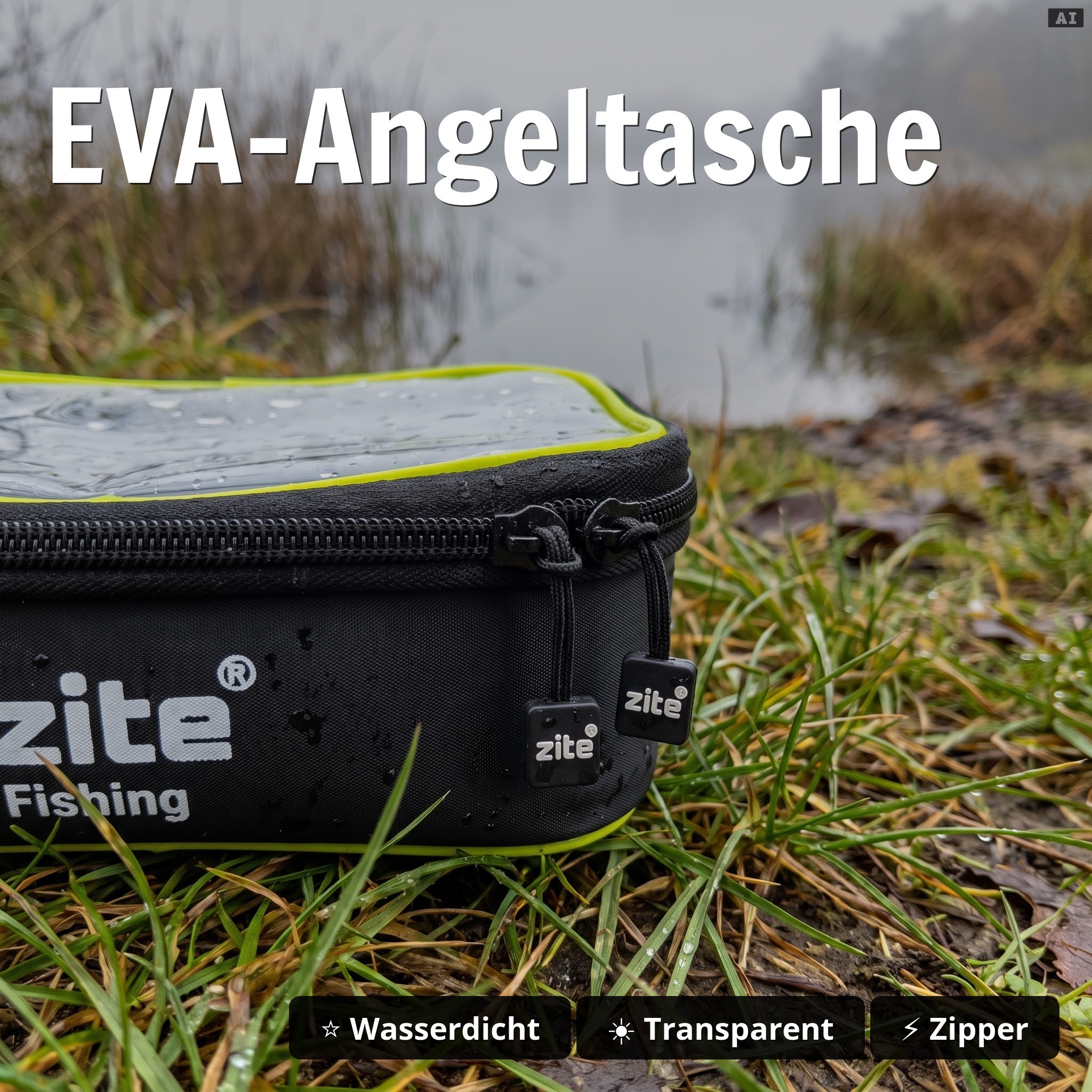 Zite Fishing MONSTER BAT Starter-Set – Hecht-Komplettset mit 6 Gummifischen, Offset-Haken 10/0, UV-Hechtsystem & Tackle - EVA-Angeltasche