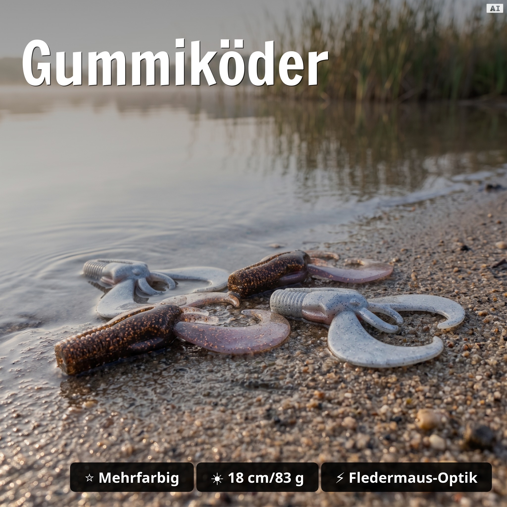 Zite Fishing MONSTER BAT BASE Angelset Hecht Komplett – Rute, Rolle & Köder-Set - Gummiköder
