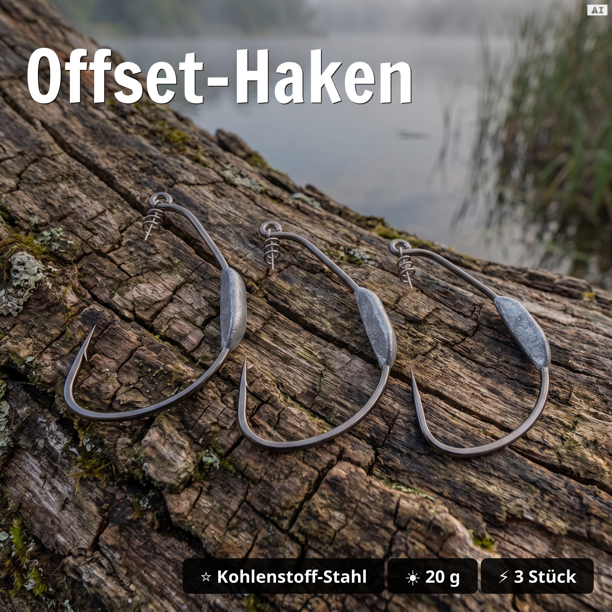 Zite Fishing MONSTER BAT BASE Angelset Hecht Komplett – Rute, Rolle & Köder-Set - Offset-Haken