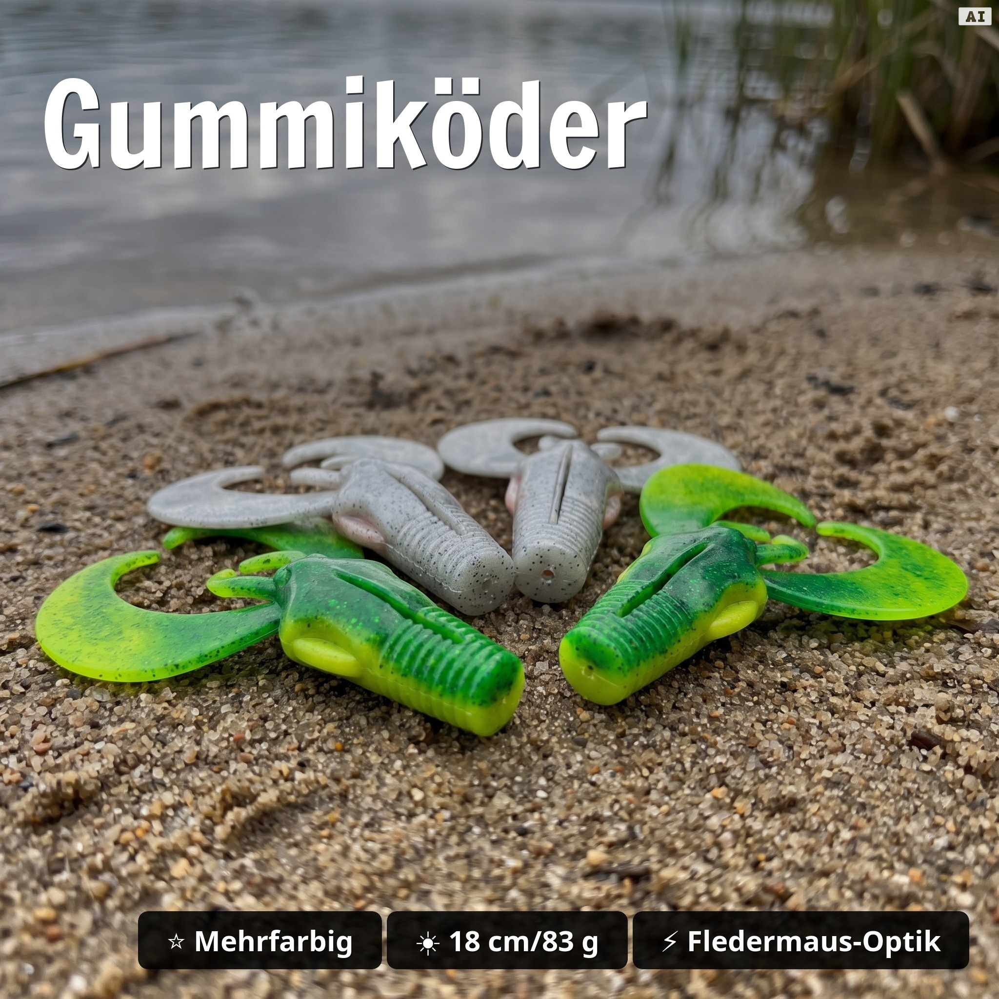 Zite Fishing MONSTER BAT PRO Komplettset Hecht – Rute 255cm, Rolle 4000, Monster BAT Köder, Hechtsystem & Offset-Haken - Gummiköder