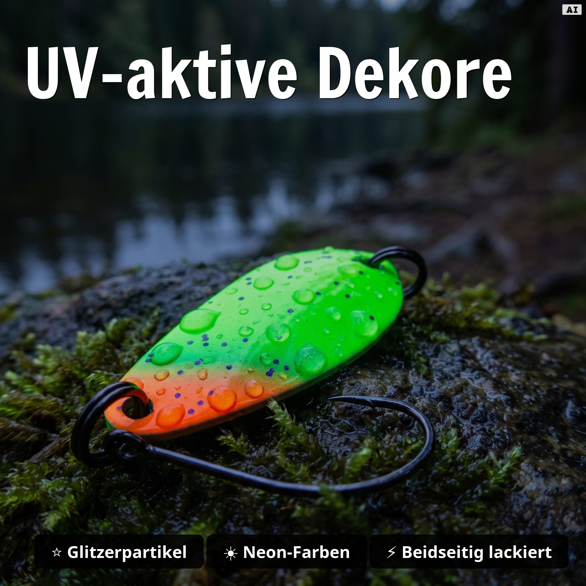 Zite Fishing Troutforce Spoon Starterset – Forellen-Spoons ZAP! BAMF! KAPOW! + Flave Boost Stick Käse GRATIS - UV-aktive Dekore
