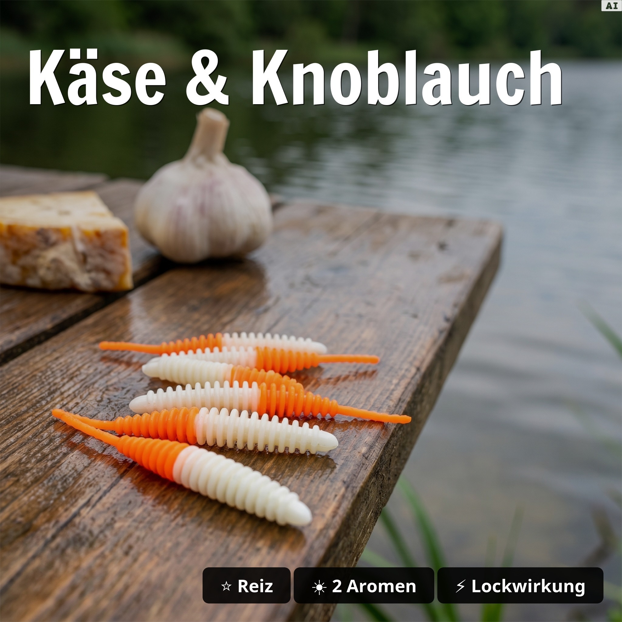 Zite Fishing Forellenköder Mix S – 5 Gummiköder-Sets für Forelle | Käse & Knoblauch | UL, Sbirolino, Dropshot - Käse & Knoblauch