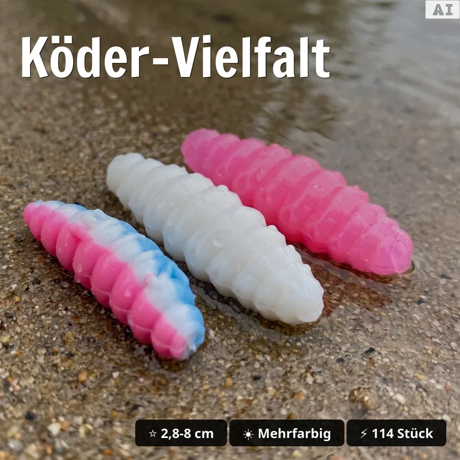 Zite Fishing Forellenköder Mix XL – 13 Gummiköder-Sets für Forelle | Käse & Knoblauch | UL, Sbirolino, Dropshot - Köder-Vielfalt
