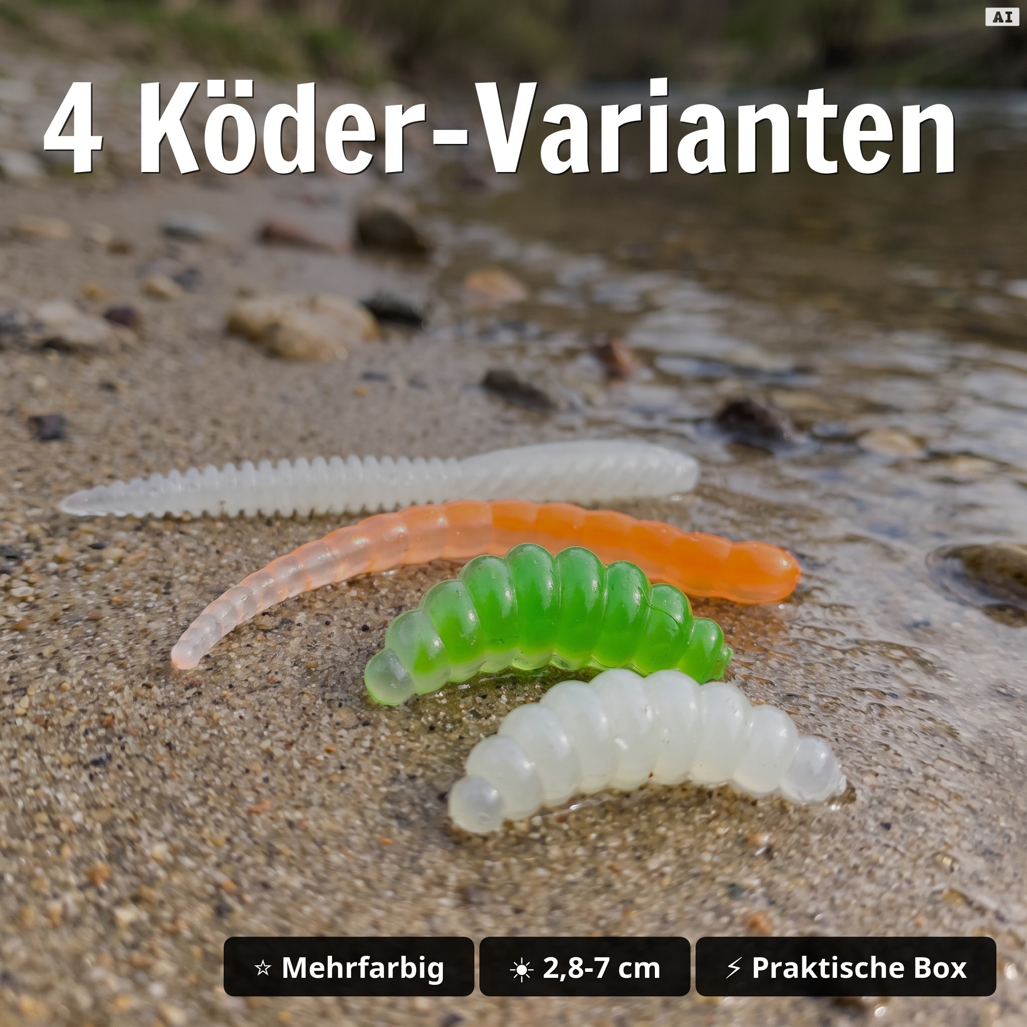 UL Gummiköder Set Glow Edition Box – Forelle Big Mag Curly Viper Mighty Mag Twerky Tailer - 4 Köder-Varianten