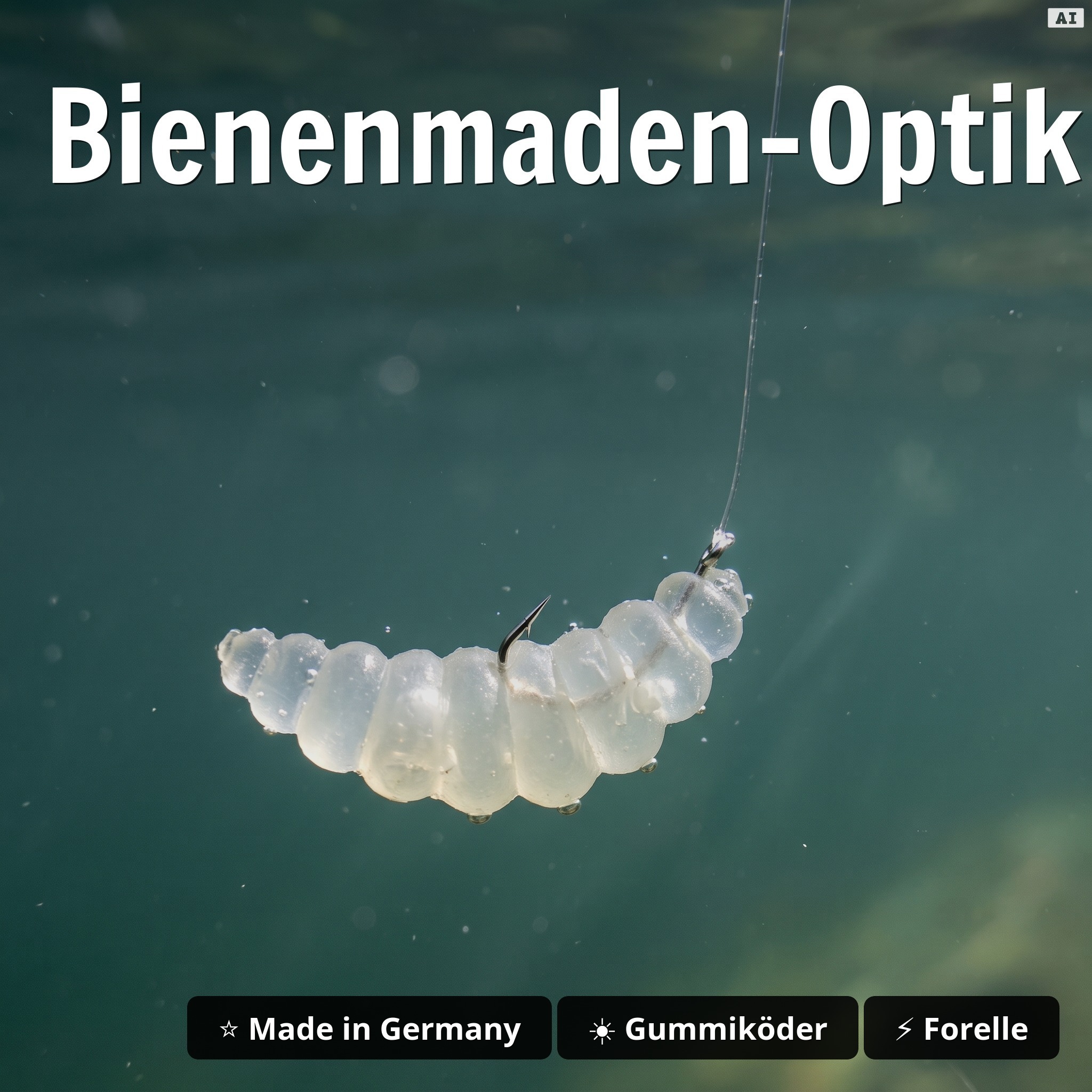 Mighty Mag Special Glow Edition Knoblauch 2,8 cm – 12 Stück Forellen Gummiköder Bienenmade UV-aktiv - Bienenmaden-Optik