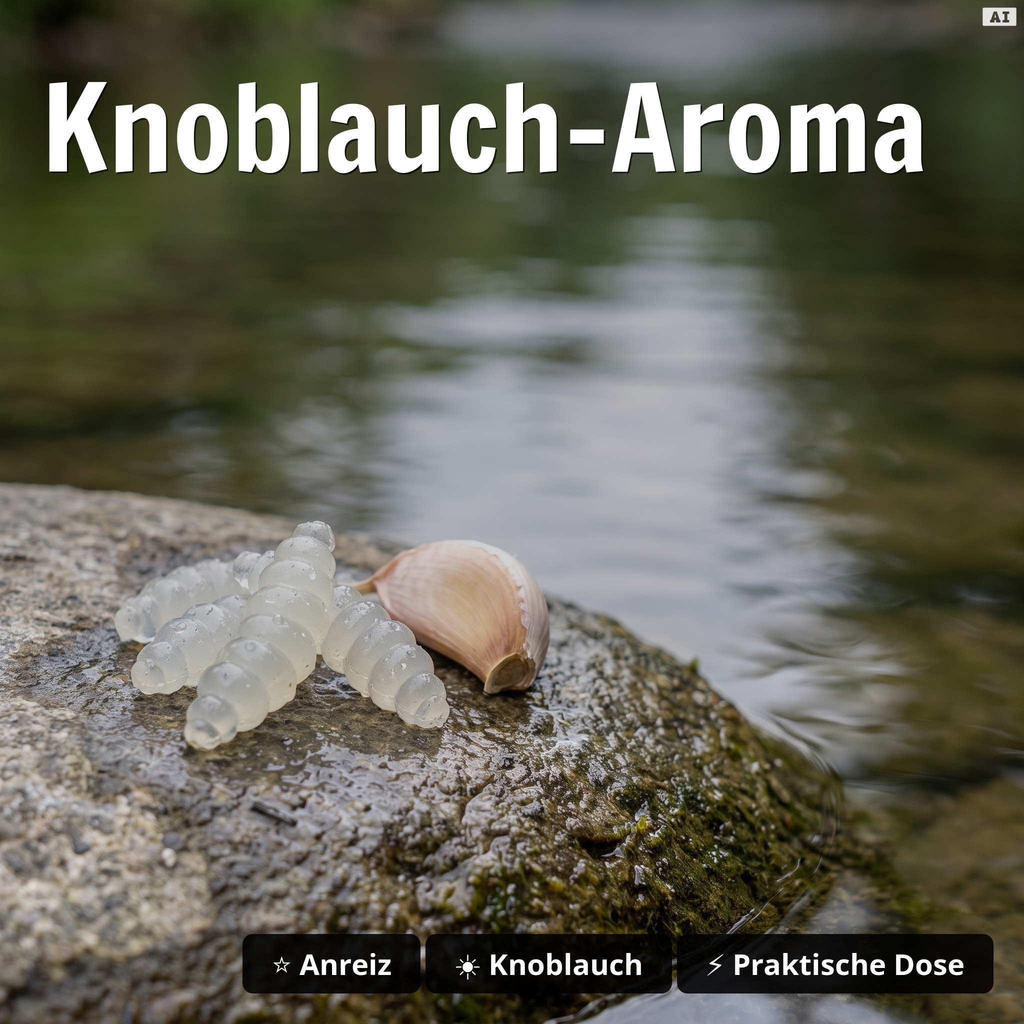 Mighty Mag Special Glow Edition Knoblauch 2,8 cm – 12 Stück Forellen Gummiköder Bienenmade UV-aktiv - Knoblauch-Aroma