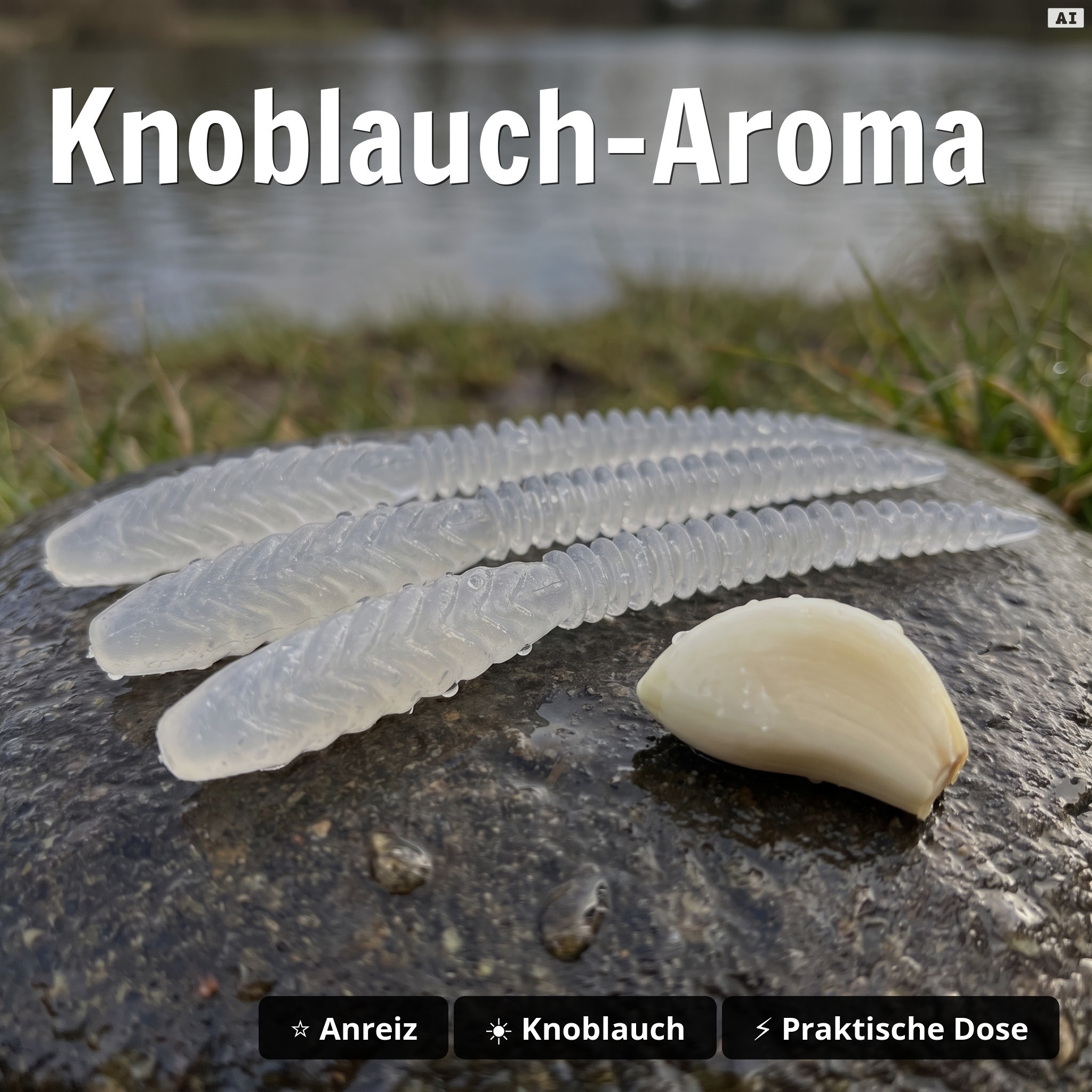 Twerky Tailer Glow Edition Knoblauch 7 cm 8 Stück – Forellen Gummiköder UV-aktiv - Knoblauch-Aroma
