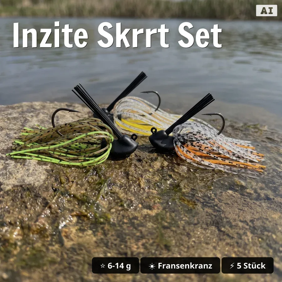 Inzite Skrrt Starterset - Für Barsch, Zander & Hecht inkl. Skirt Jigs, Pershad + Craw Gummiköder & Tacklebox GRATIS - Inzite Skrrt Set