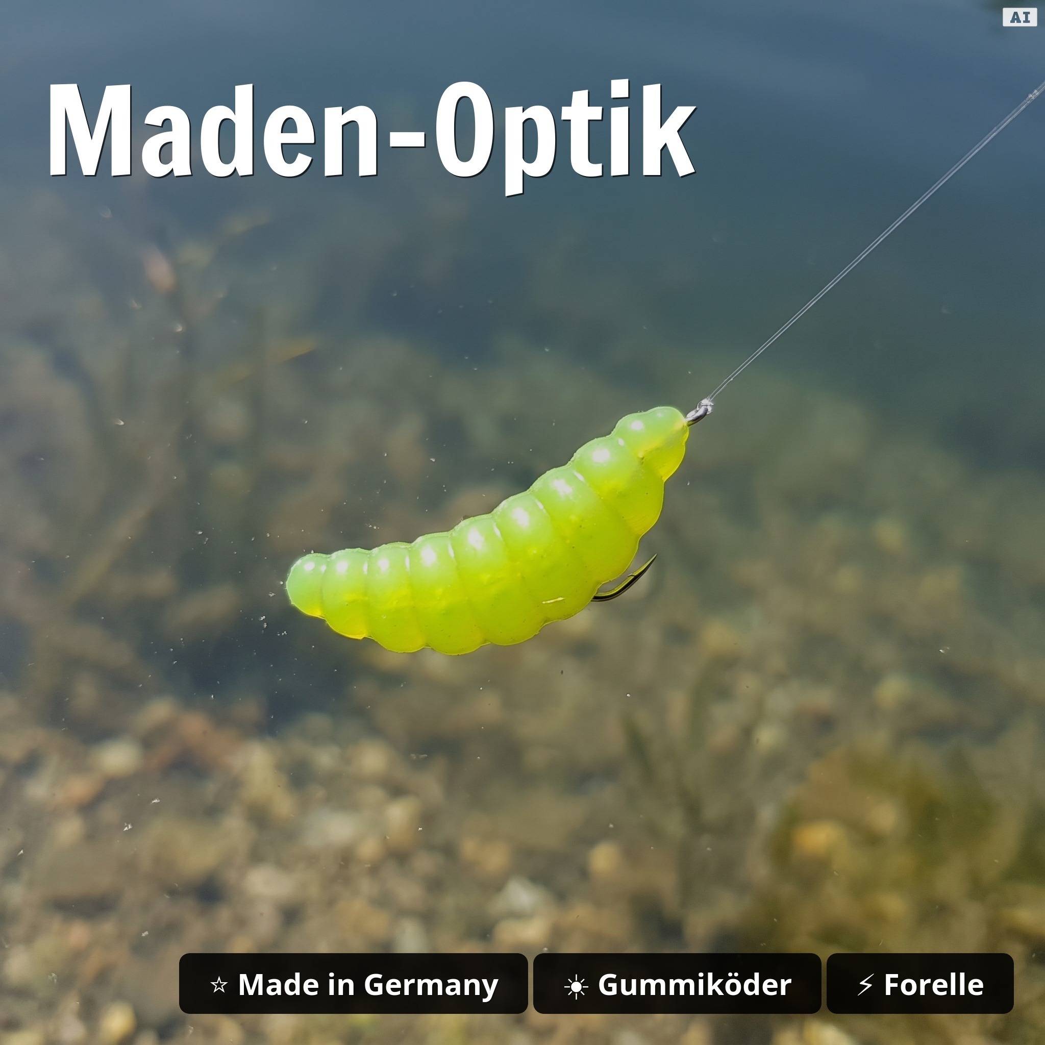 Big Mag Starterbox – 80 Forellen Gummiköder 3 cm, 16 Farben, UV-aktiv, Made in Germany - Maden-Optik