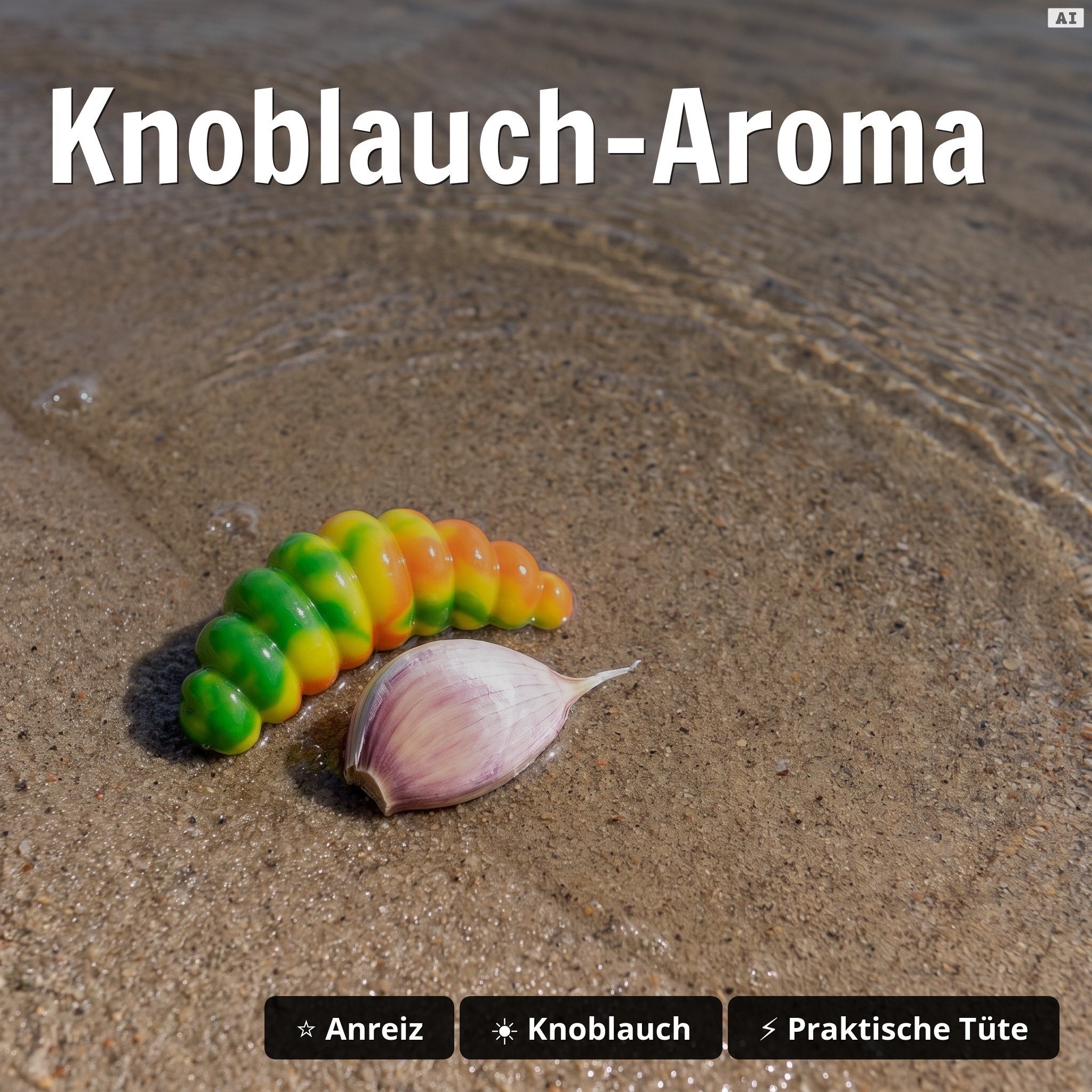 Big Mag Forellenköder Toffee Knoblauch 3 cm, 10 Stück, UV-aktiv, Made in Germany - Knoblauch-Aroma