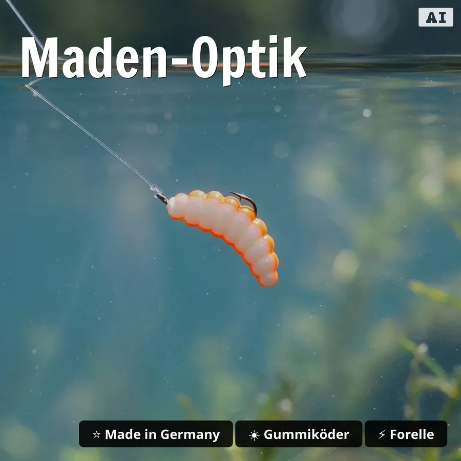 Big Mag Forellen Gummimaden Lachs UV-aktiv Knoblauch 3 cm 10 Stück - Maden-Optik