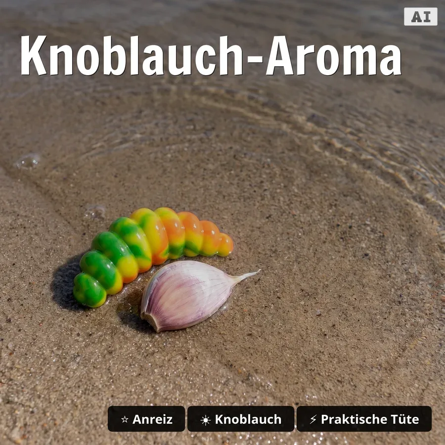 Big Mag Forellen Gummimaden Lachs UV-aktiv Knoblauch 3 cm 10 Stück - Knoblauch-Aroma