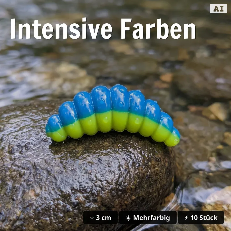 Big Mag Forellen Gummimaden Lachs UV-aktiv Knoblauch 3 cm 10 Stück - Intensive Farben