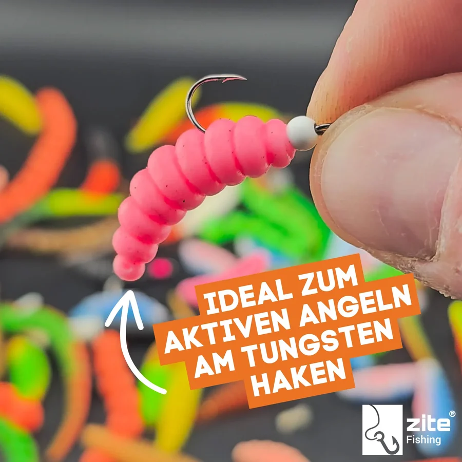 100 Gummiköder-Würmer – Künstliche Angelköder, Weiches Silikon, Für Forelle, Hecht, Zander & Barsch, 20 Mm, Süß- & Salzwasser