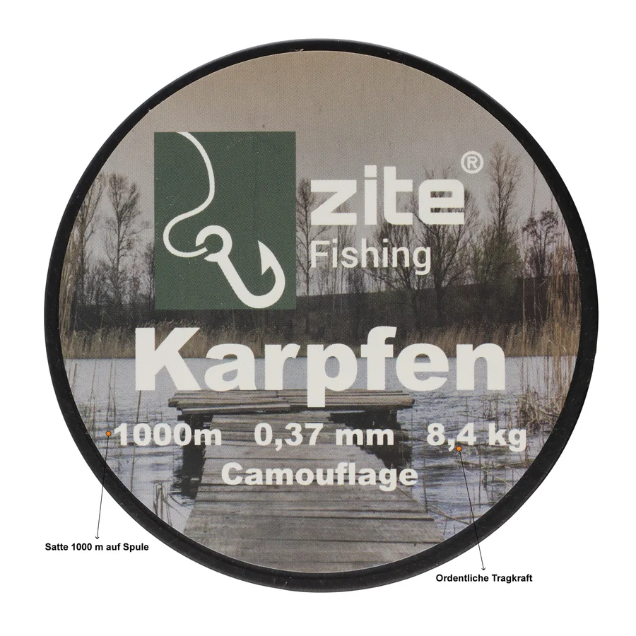 Karpfen Angelschnur Monofil Camouflage 0,37mm 8,4kg 1000m Zite Fishing