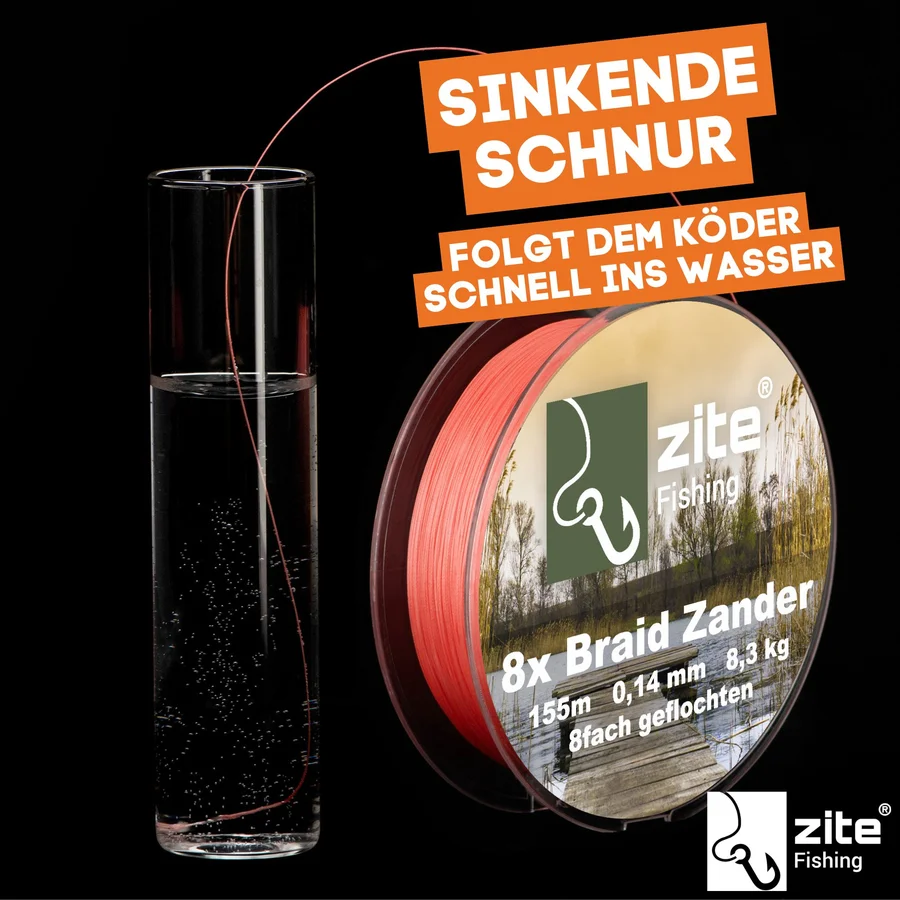 Geflochtene Angelschnur 0 08 Mm Zite Fishing Geflochtene Angelschnur 8-fach   550m, Grn, Abriebfest, Verschiedene Durchmesser (0,148mm-0,305mm)