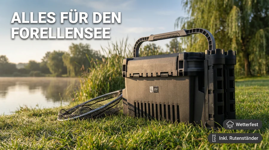 XXL-Angelkoffer frs Forellenangeln: 9 Deckelfcher, 2 Boxen & Rutenhalter  inklusive. Spritzwassergeschtzt. Jetzt entdecken!