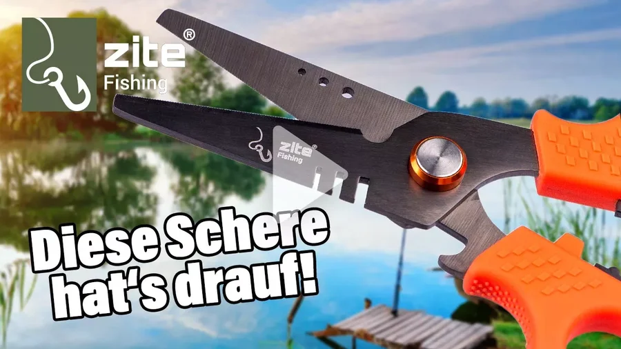Mit der Zite Fishing Angelschere jederzeit neue Vorfächer zuschneiden. Egal ob Mono oder Geflochten!