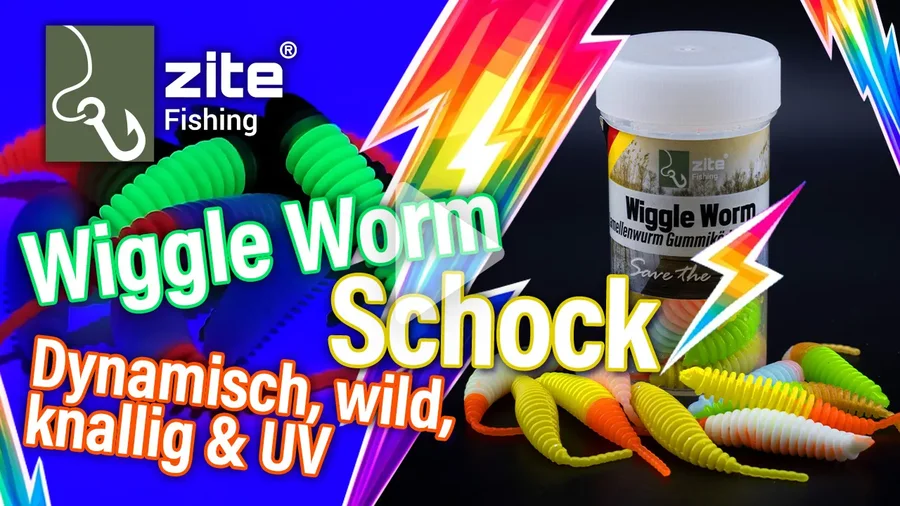 Die Wiggle Worms im Schock-Mix mit UV-Farben geben dir die nötige Dynamik am Forellenteich