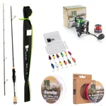 Zite Fishing Forellenrute 190cm + Angelrolle 1000 3+1BB + 3fach geflochtene Schnur + monofile Schnur + Spoons