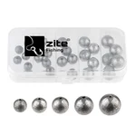 Zite Fishing Lochblei Sortiment 30 Stück 5-20g Kugelblei mit Schnurkanal in Sortierbox Grund- & Strömungsangeln
