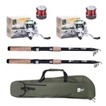Zite Fishing 2 Teleskopruten 2,70 m + 2 bespulte Angelrollen + Rutentasche 1 m im Set