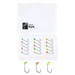 Zite Fishing Tungsten ProSharp Jighaken Set #6 Neon 18 Angelhaken 0,3-0,7g Jigköpfe Tefloncoated in Sortierbox