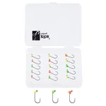 Zite Fishing Tungsten ProSharp Jighaken Set #8 Neon 18 Angelhaken 0,3-0,7g Jigköpfe Tefloncoated in Sortierbox