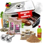 Tischräucherofen Starterset XXL inkl. 3 Räuchermehl, Räucherlaken und Brennpaste  