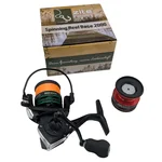Spinning Reel Base 2000 bespult Spinnrolle mit Frontbremse 5+1 2 Aluminiumspulen für Forelle & Barsch Spinnfischen