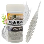 Wiggle Worm Forellenwurm Transparent Silber Glitter Knoblauch Aroma 5,5 cm 10 Stück Gummiköder