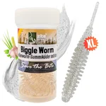 Zite Fishing Biggle Worm Transparent Silber Glitter Knoblauch 6,5 cm 8 Stück Gummiköder Forelle