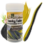 Zite Fishing Twerky Tailer Schwarz Gelb Knoblauch 7 cm 8 STK 3in1 Gummiköder Forelle