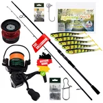 Inzite Base Stick Zander Set - 255 cm Angelrute & Spinning Base Reel 3000 bespult + Zubehör