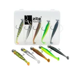 Zite Fishing Inzite Shad Set – 5 fertig montierte Gummifische 12cm mit Mustad Jighaken 5/0, für Zander & Barsch, UV-Farb