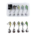 Zite Fishing Jigspinner Set Natur S 15g - 5 Spin Jigs im 3D-Beutefisch-Design für Barsch, Hecht & Zander