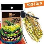 Inzite Skrrt Skirt Jig 10g – Haken 3/0 – Green Pumpkin – mit Weedguard Fransen Köder für Barsch und Zander