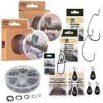 Jika Rig Bundle mit Off-Set Haken sowie Tungsten Jika Gewichten, Snaps, Sprengringen & Schnüren für Barsch & Zander Ange