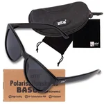 Polarisationsbrille Basulo Schwarz – UV400, Kategorie 3, mit Hardcase & Mikrofasertuch